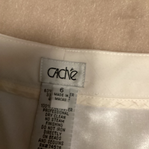 CACHE Cream pants with embroidery Sz 6 - Picture 9 of 9